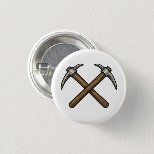 crossed mining pickaxes 缶バッジ (正面&裏面)