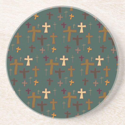 Crosses Christian Themed Dark Teal コースター (正面)