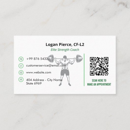 CrossFit Coach Business | Modern Power Green 名刺 (裏面)