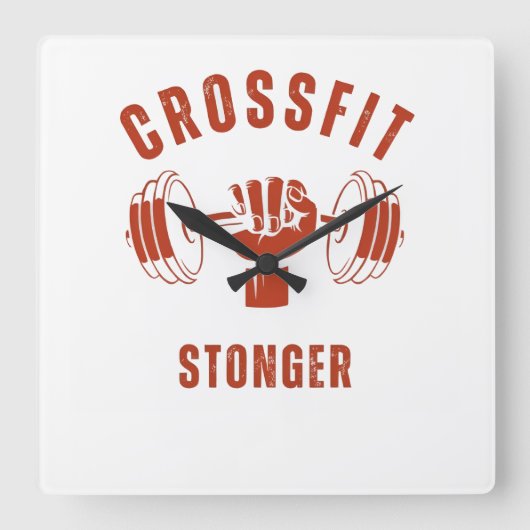 CrossFit Stronger--Power & Strength Mindset スクエア壁時計 (正面)
