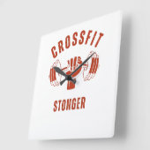 CrossFit Stronger--Power & Strength Mindset スクエア壁時計 (傾斜)
