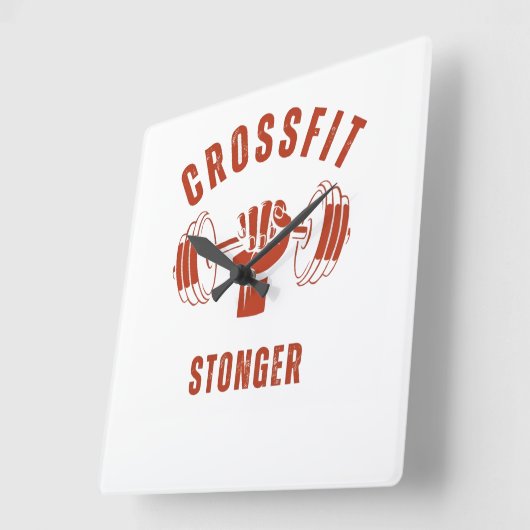 CrossFit Stronger--Power & Strength Mindset スクエア壁時計 (傾斜)