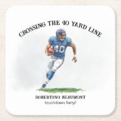 Crossing 40 Yard American Football 40th birthday スクエアペーパーコースター (正面)
