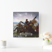 Crossing Delaware 1776:ジョージ・ワシントン将軍 スクエア壁時計 (ホーム)