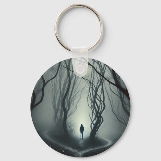 Crossroads in the Fog - Gloomy Forest Art Print キーホルダー