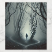 Crossroads in the Fog - Gloomy Forest Art Print ワインラベル (シングルラベル)