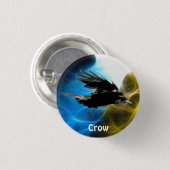 CROW飛んでいる Raven Wildlife Birdsシリーズ 缶バッジ (正面&裏面)