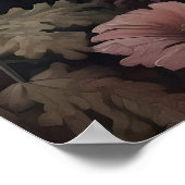 Crow And Flowers Vintage Poster, Dark Academia ポスター (角)