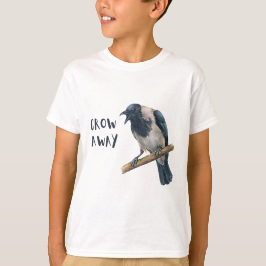 Crow Away angry crow rude corvid bird Tシャツ (正面)