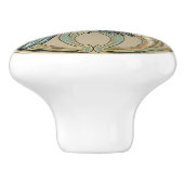 Crow Bird Sage Green & Gold Art Deco Nouveau セラミックノブ (側面)