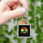 Crow F-Caw-F Funny Bird Classic Minimal Clean キーホルダー (手)