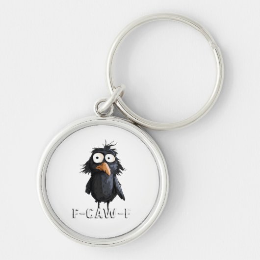 Crow, F-Caw-F Funny Bird F-Caw-F Cow Humor Meme キーホルダー (正面)