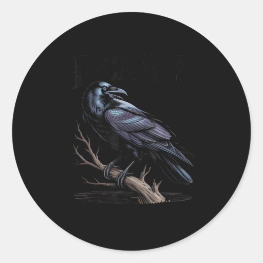 Crow, F-Caw-F Funny Bird Funny Quote ラウンドシール (正面)