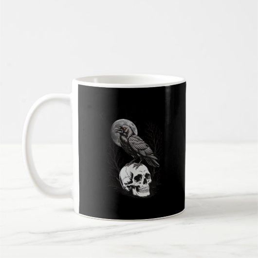 Crow, F-Caw-F Funny Bird Moon Gothic Adult Humor C コーヒーマグカップ (左)