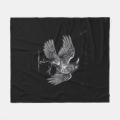 Crow, F-Caw-F Funny Bird Moon Gothic Adult Humor C フリースブランケット (正面(横))