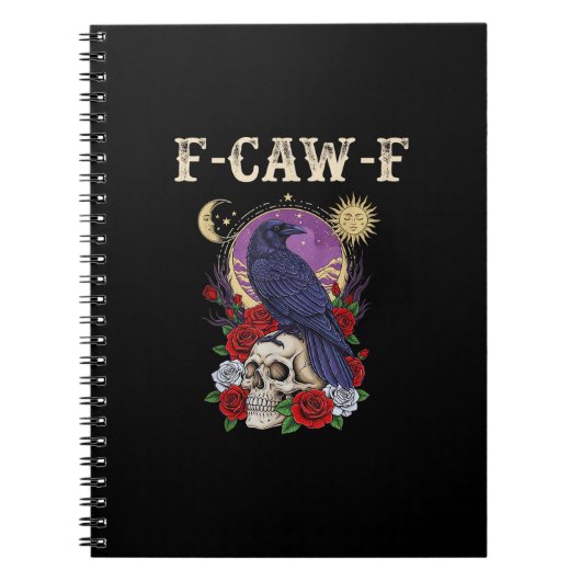 Crow F-Caw-F Funny Bird Moon Gothic Adult Humor Vi ノートブック (正面)