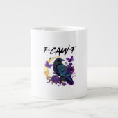 Crow F Caw F Funny Bird Moon Gothic Design ジャンボコーヒーマグカップ (正面)