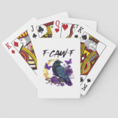 Crow F Caw F Funny Bird Moon Gothic Design トランプ (裏面)