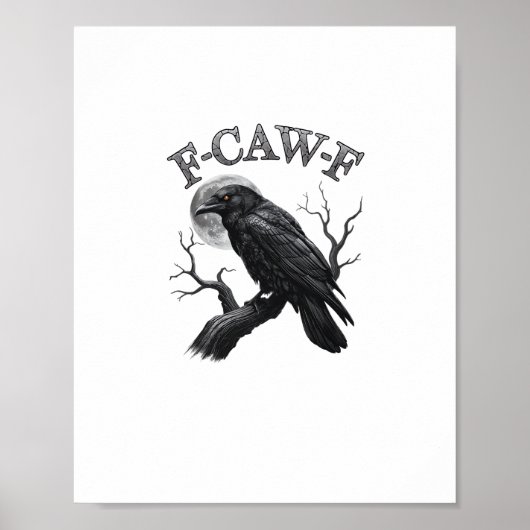 Crow, F-Caw-F Funny Bird Moon Gothic Tri-Blend Cre ポスター (正面)