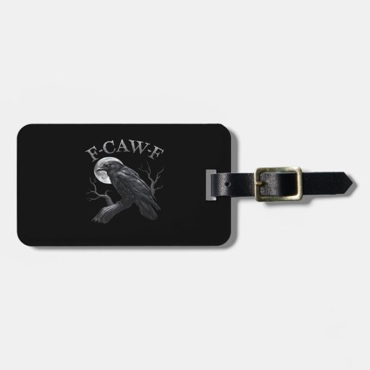 Crow F-Caw-F Funny Bird Moon Retro Classic ラゲッジタグ (正面横)