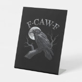 Crow F-Caw-F Funny Bird Moon Retro Classic 台座サイン (正面)