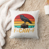 Crow, F-Caw-F Funny Bird Retro Classic クッション (ブランケット)