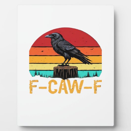 Crow, F-Caw-F Funny Bird Retro Classic フォトプラーク (正面)