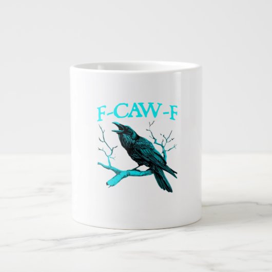 Crow F-Caw-F Funny Bird Retro Design Creative Styl ジャンボコーヒーマグカップ (正面)