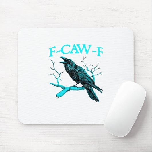 Crow F-Caw-F Funny Bird Retro Design Creative Styl マウスパッド (マウス)