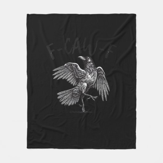 Crow, F-Caw-F Funny Bird Retro Graphic フリースブランケット (正面)