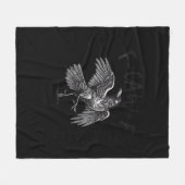 Crow, F-Caw-F Funny Bird Retro Graphic フリースブランケット (正面(横))
