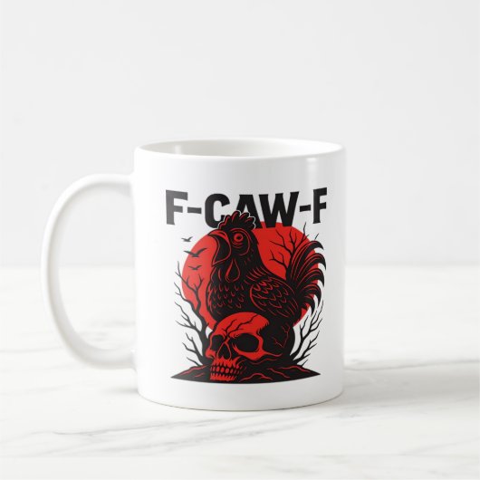 Crow F-Caw-F Funny Gothic Humor コーヒーマグカップ (左)