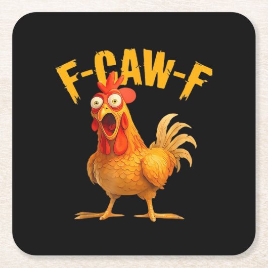 Crow Humor F-Caw-F Gothic Funny Retro Cool スクエアペーパーコースター (正面)