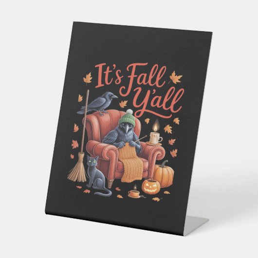 Crow It’s Fall Y’all Pumpkins Fall Autumn Hallowee 台座サイン (正面)