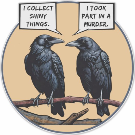 Crow Murder Funny Comic シール (正面)