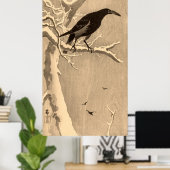 Crow on a Snowy Branch by Ohara Koson ポスター (ホームオフィス)