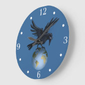 Crow on top of the World - Wall Clock ラージ壁時計 (傾斜)