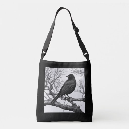 Crow Perched on Bare Winter Branches クロスボディバッグ (裏面)