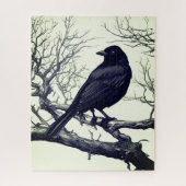 Crow Perched on Bare Winter Branches ジグソーパズル (縦)