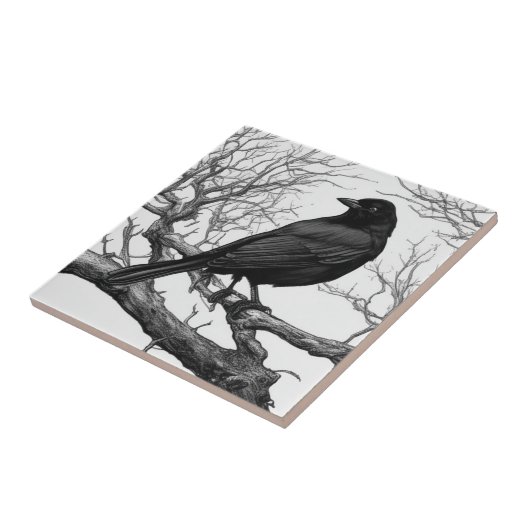 Crow Perched on Bare Winter Branches タイル (側面)