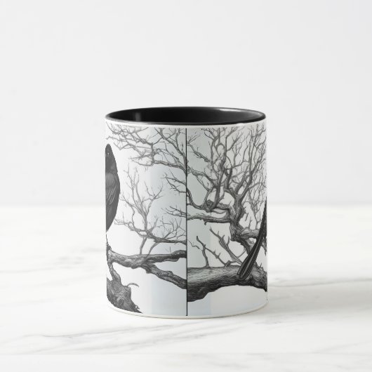 Crow Perched on Bare Winter Branches マグカップ (中央)