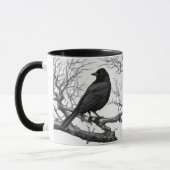 Crow Perched on Bare Winter Branches マグカップ (左)