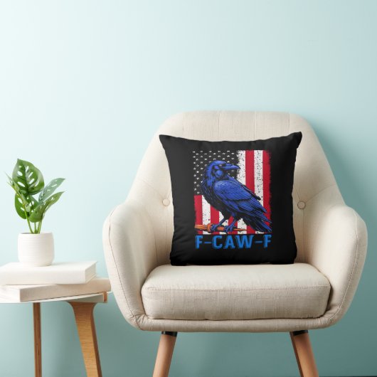 Crow Raven Funny F-Caw-F Minimal Clean クッション (椅子)