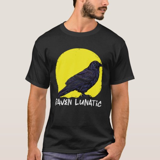 Crow Raven Moon Lunar Lunatic Crow Fan Crow Animal Tシャツ (正面)
