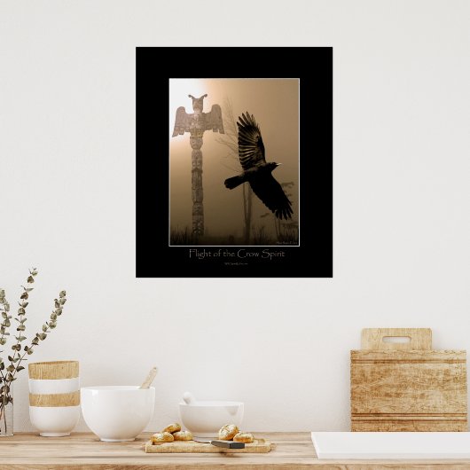 CROW SPIRIT & Totem Pole Art Poster ポスター (キッチン)