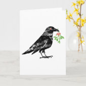Crow with Mistletoe in it's beak 5"x7"  カード (黄色い花)