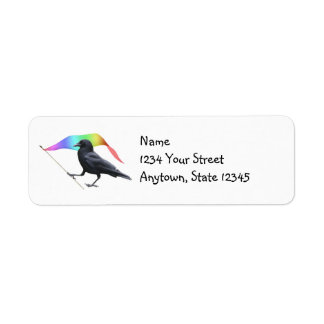 Crow with Rainbow Flag Return Address Labels ラベル