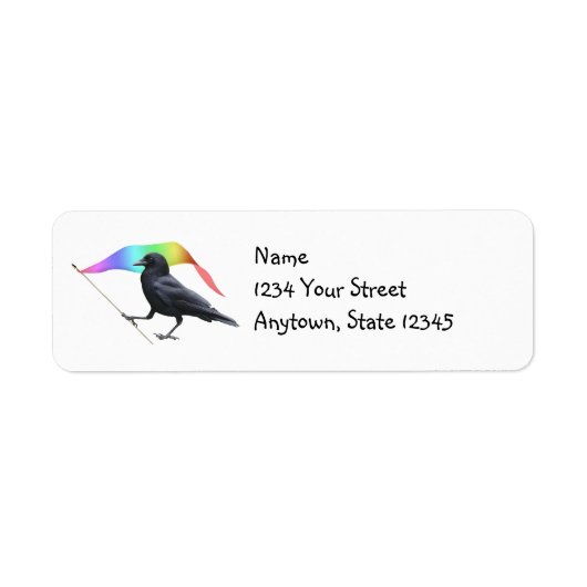 Crow with Rainbow Flag Return Address Labels ラベル (正面)