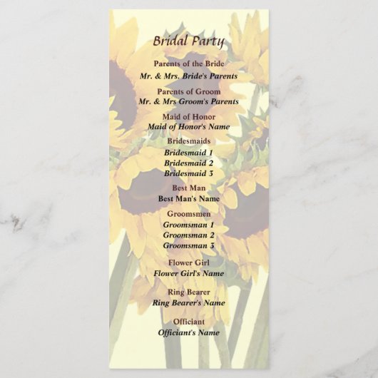 Crowd of Sunflowers結婚式 プログラム (裏面)