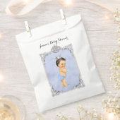 Crownダイヤモンドの小さい王子の男の赤ちゃんの青 フェイバーバッグ (クリップ留めされた状態)